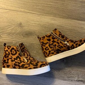 Leopard wedge sneakers